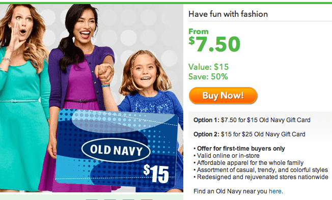 Old Navy Gift Cards at Half Off