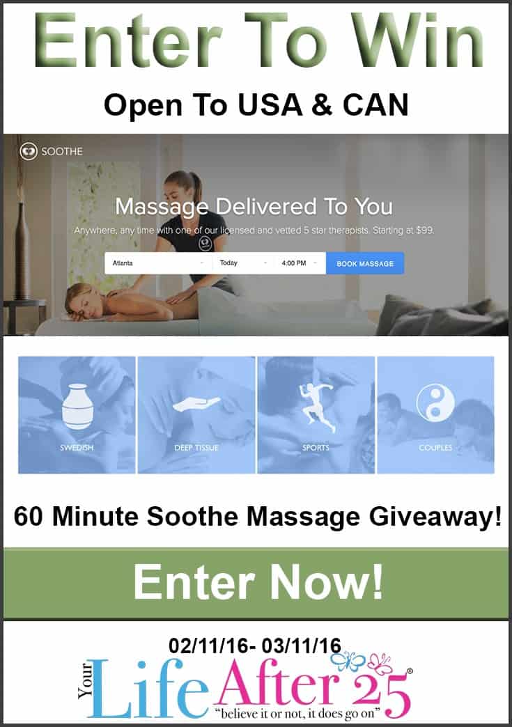 Giveaway 60 Minute Soothe Massage Ends 3 10 Enza S Bargains