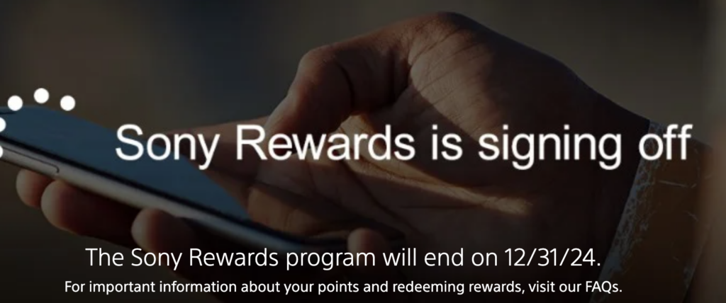 Sony Rewards Program is Ending